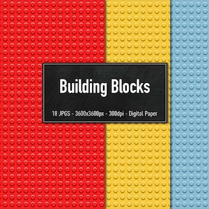 Building Blocks, 18 Different Colors, Digital Paper, Instant Download