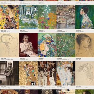 Kit de collage mural, Gustav Klimt Paintings, Collection de 60 images, Art mural, Téléchargement instantané image 2