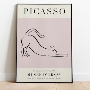 Picasso - The Cat, Exhibition Vintage Line Art Poster, Minimalist Line Drawing, Downloadable Art, Instant Download