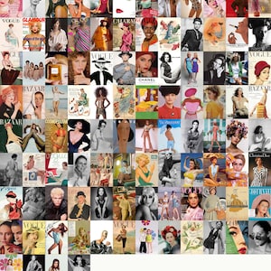 WandCollage Kit, Vintage Mode, 100 Bilder von Vintage Mode Fotos und Zeitschriften Cover, Sofortiger Download
