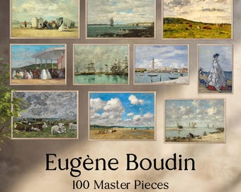 Eugene Boudin - 100 Master Pieces, The Artist's 100 Most Beautiful Works of Art, Downloadable Posters, Instant Download