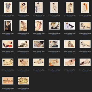 50 Egon Schiele Postcards, Printable Art, Digital Paper, Instant Download zdjęcie 3