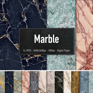Marble Texture, 14 Different Images, Digital Paper, Instant Download