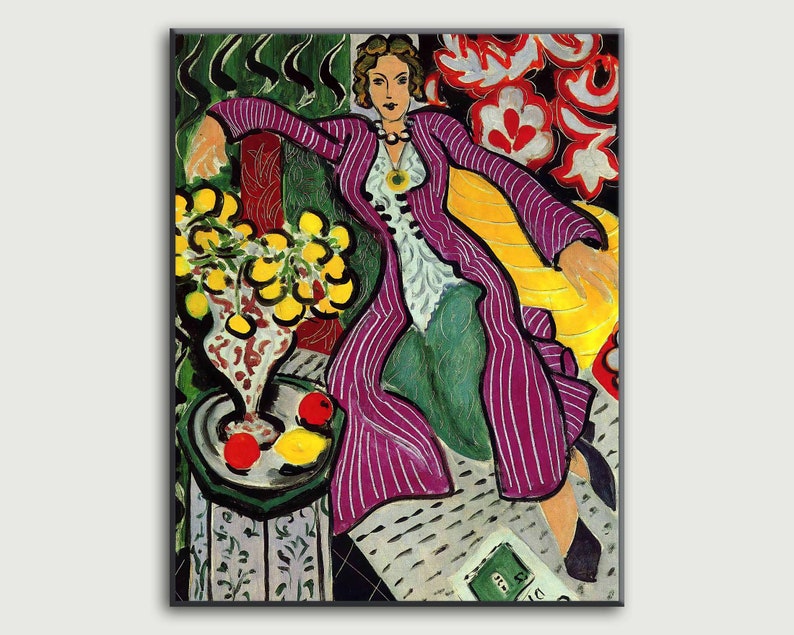 Poster della mostra Henri Matisse, Donna in un cappotto viola, Stampa d'arte scaricabile, Download istantaneo immagine 7