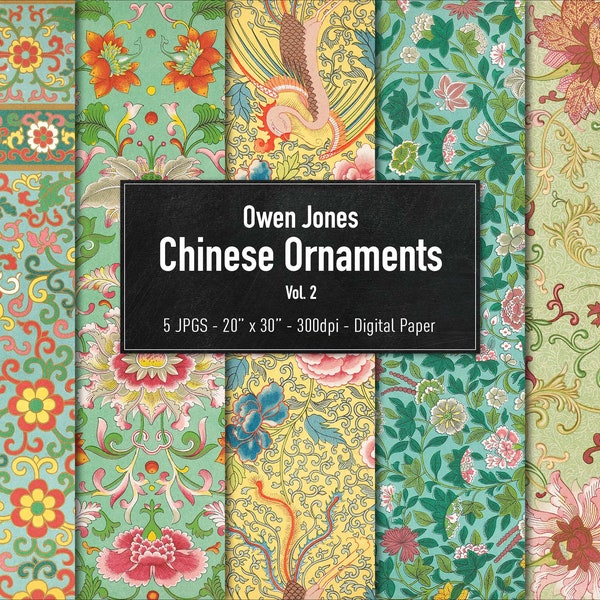 Owen Jones Chinese Ornaments Vol.2, Digital Paper, Instant Download.