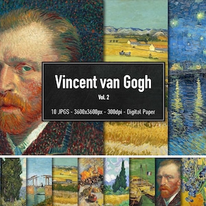 Vincent van Gogh, Vol.2, 10 Different Images, Digital Paper, Instant Download