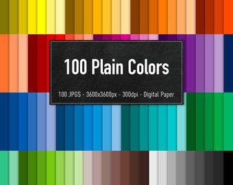 100 couleurs unies, JPG 300 dpi, papier numérique, téléchargement immédiat