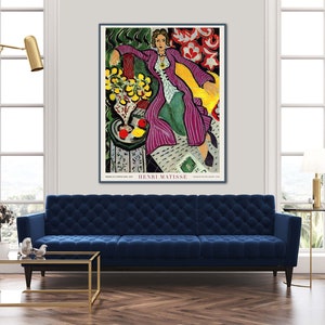 Poster della mostra Henri Matisse, Donna in un cappotto viola, Stampa d'arte scaricabile, Download istantaneo immagine 3