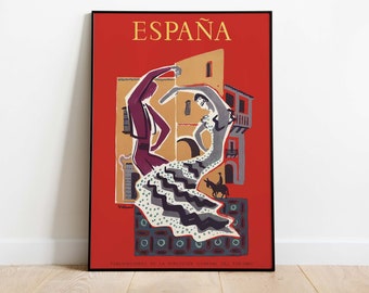 Cartel de España, cartel de viaje vintage, impresión de arte de alta resolución descargable, descarga instantánea