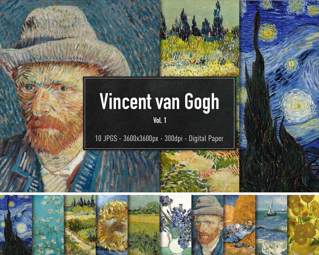 Vincent Van Gogh, Vol.1, 10 Different Images, Digital Paper, Instant