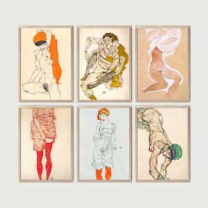 Set of 6 Egon Schiele Posters, Downloadable Art Print, Printable Posters, Instant Download