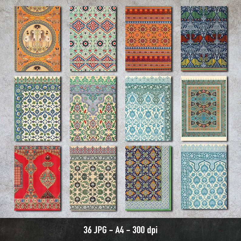 Arabian Interior Patterns, 36 Different Images, Digital Paper, Oriental ...