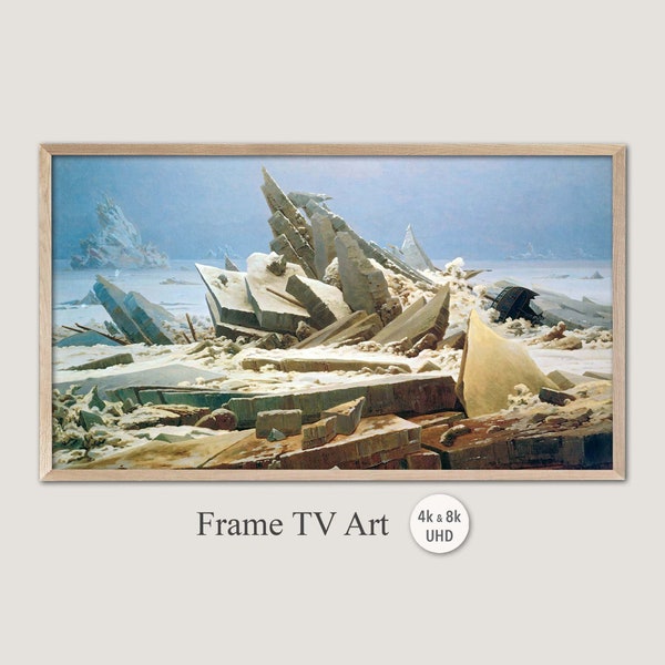 Samsung Frame TV Art, Caspar David Friedrich - The Sea of Ice, 4k & 8k UHD-2 Digital Wall Art, Instant Download