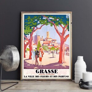 Grasse, cartel de viaje francés vintage, impresión de arte de alta resolución descargable, descarga instantánea imagen 3