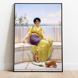John William Godward - Idleness, Printable Poster, Downloadable Art Print, Instant Download