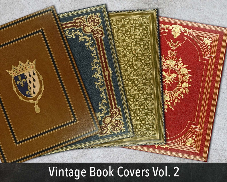 Vintage Book Covers Vol. 2, Printable Sheets for Scrapbooking and Junk Journaling, Instant Download image 1