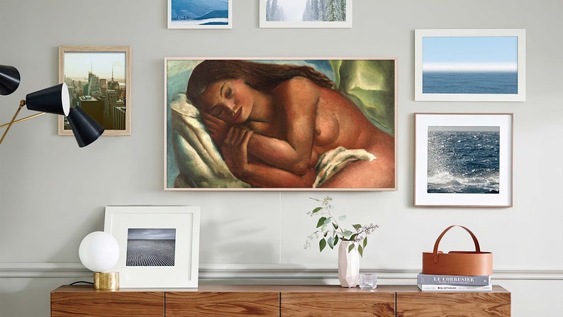 Samsung Frame TV Art, 4k & 8k UHD-2 Digital Wall Art, Emiliano di Cavalcanti Naked Mulata Asleep, Instant Download image 4