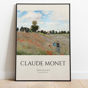 Claude Monet Exhibition Poster, Poppy Field, Downloadable Art, Instant Download