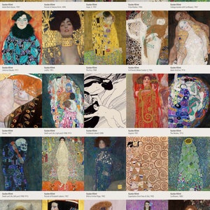 Kit de collage mural, Gustav Klimt Paintings, Collection de 60 images, Art mural, Téléchargement instantané image 1