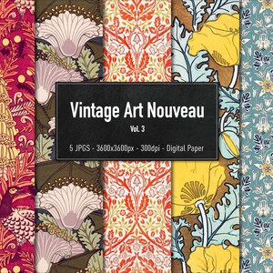 motif Art nouveau vintage, William Morris, papier numérique, vol.3, téléchargement immédiat