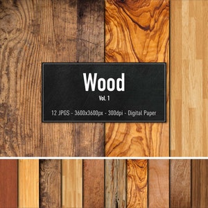 Wood Texture, Vol.1, 12 immagini diverse, carta digitale, download istantaneo