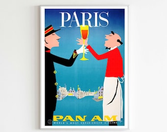 Paris Poster, Vintage Franse Travel Poster, Downloadable Hi-Res Art Print, Instant Download