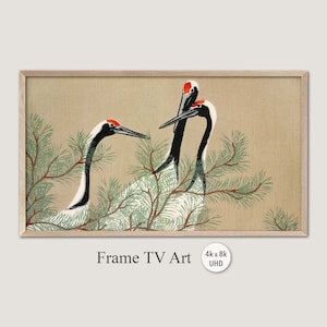 Samsung Frame TV Art, 4k & 8k UHD-2 Digital Wall Art, Japanese Art, Cranes - Kamisaka Sekka, Instant Download