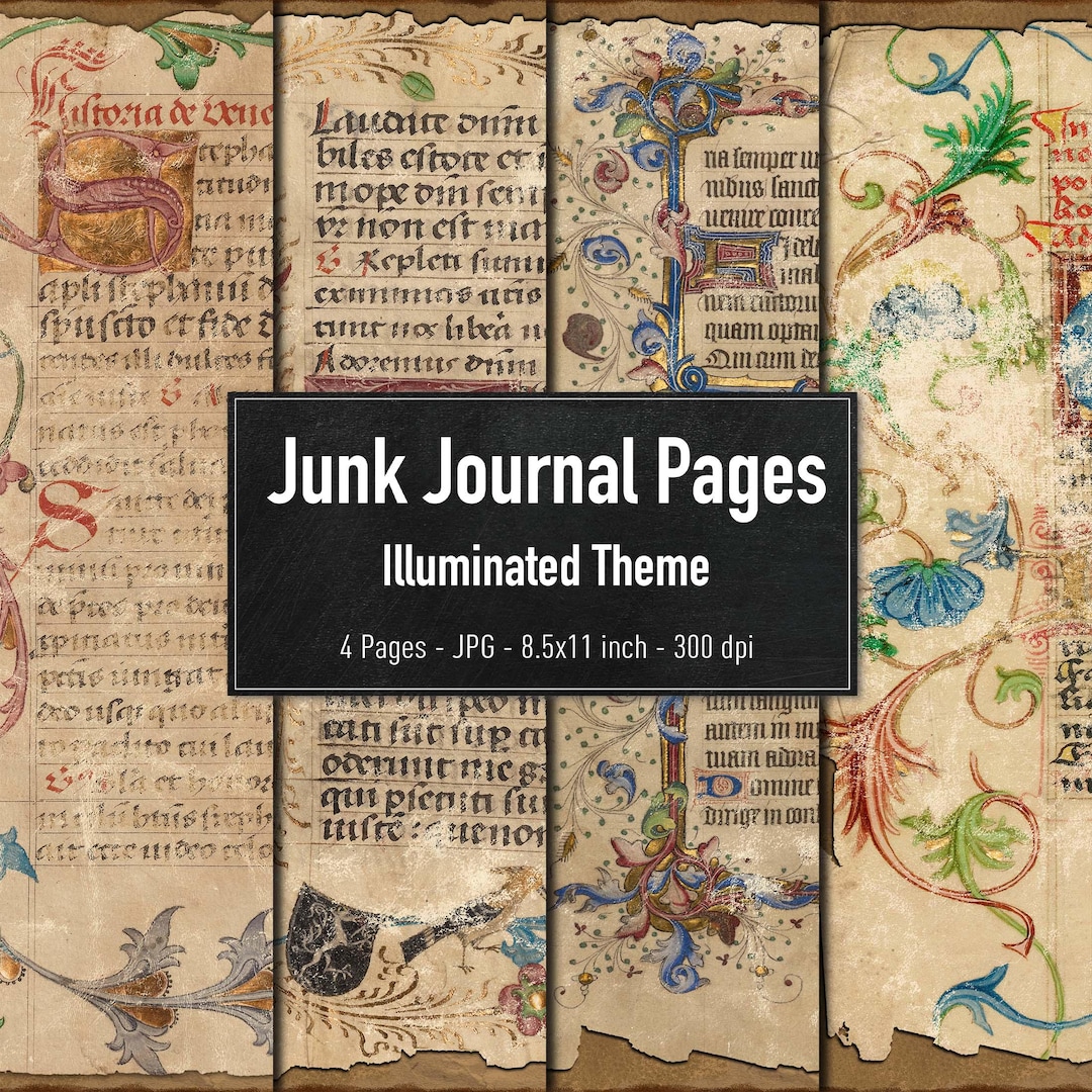 Junk Journal Pages, Illuminated Manuscripts Theme Vol.2, Vintage ...