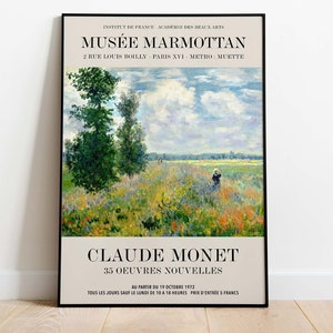 Claude Monet Exhibition Poster, Campo de Papoula Argenteuil, Instant Download