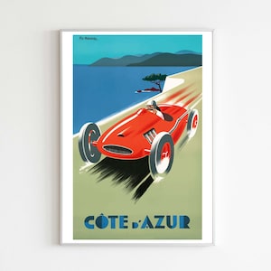 Poster di viaggio vintage della Costa Azzurra, stampa artistica ad alta res, download istantaneo