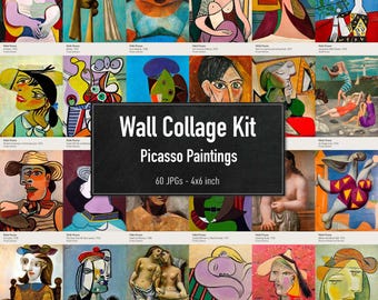 Wall Collage Kit, Picasso Paintings, Collection of 60 Images, Picasso Aesthetic, Wall Art, Instant Download
