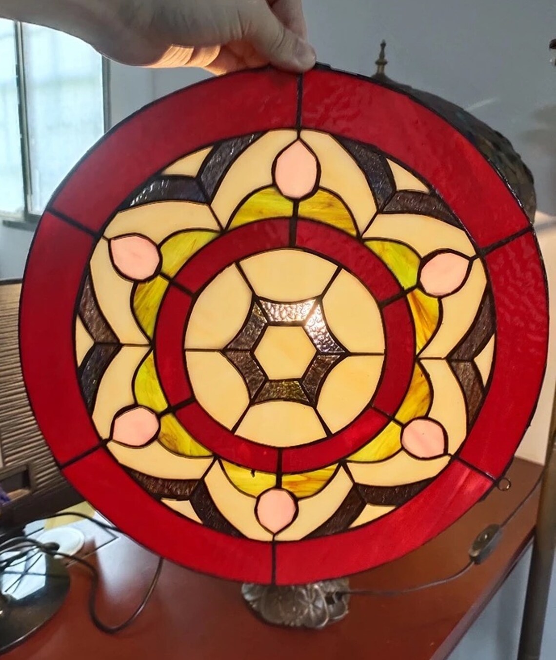 Tiffany Style Stained Glass Window Hangings Large Round Etsy