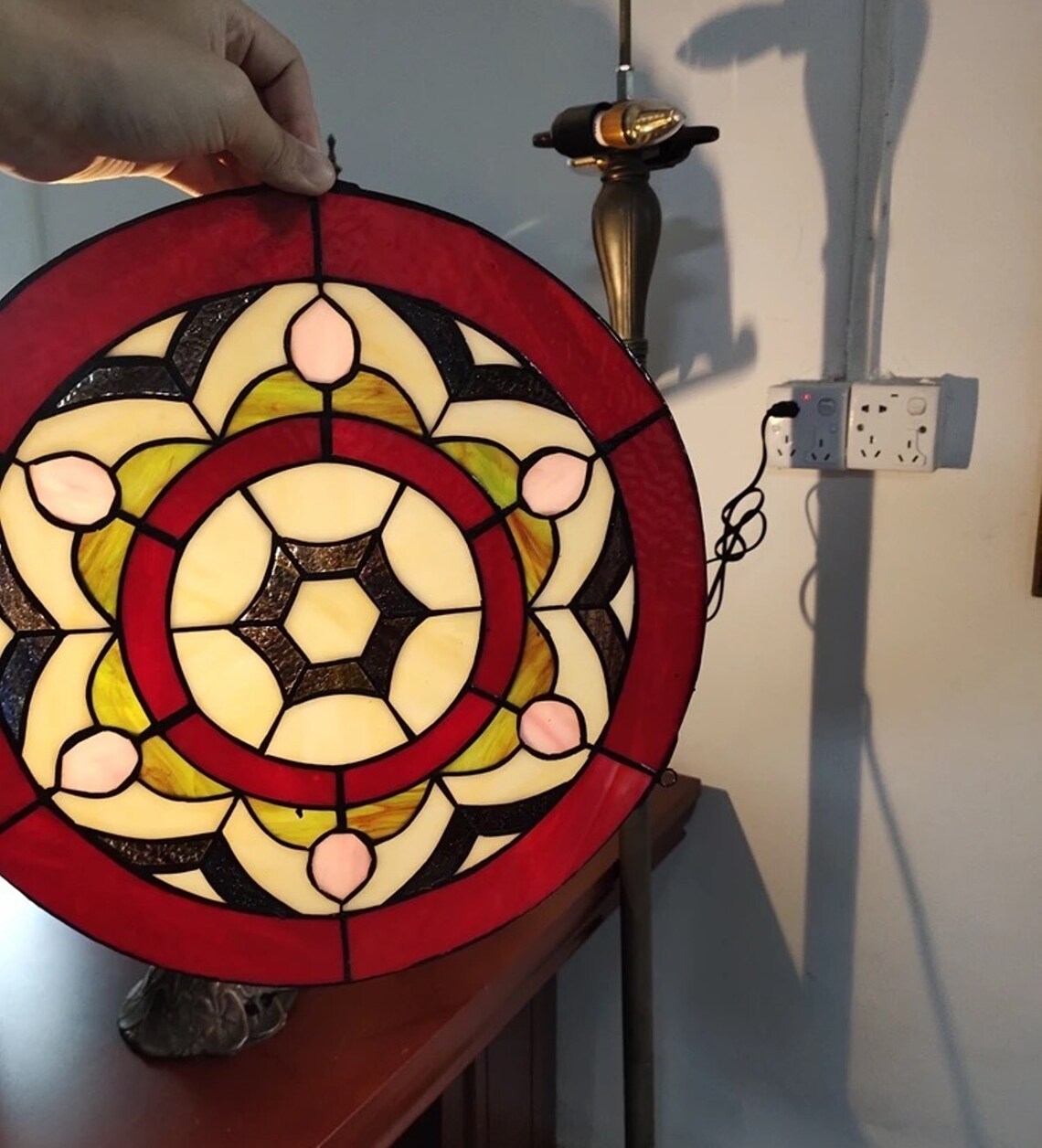 Tiffany Style Stained Glass Window Hangings Large Round Etsy