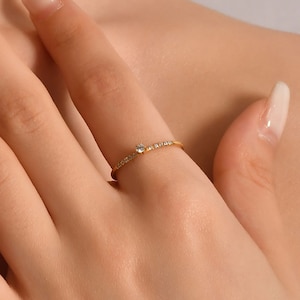 Elegant and Unique 14K Gold Thin Wedding Ring - Handmade Jewelry, Promise Ring, Minimalist Rings, Bridesmaid Gift, Anniversary Gift