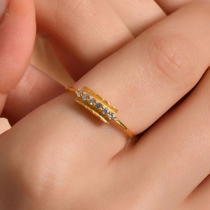 Solid Gold Diamond Ring, Wedding Band Ring, Minimalist Gold Ring, Gold Ring For Women, 8K 10K 14K 18K, CZ or Diamond Ring, Valentines Gift