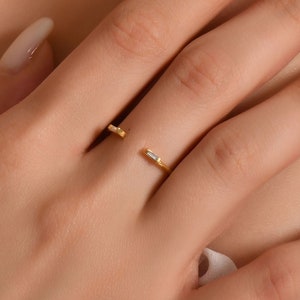 Open Diamond Ring, 14K Gold Ring, Baguette Diamond Ring, Cuff Ring, Claw Ring, Dainty Gold Ring, Everyday Jewelry, Anniversary Ring