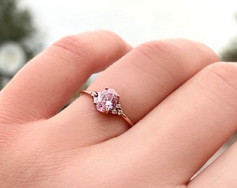 Pink Topaz Ring Diamond Pink Topaz Ring 14K Gold Ring