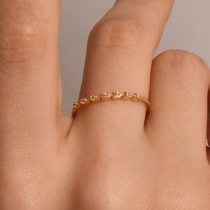 Stackable Diamond Ring, 14K Gold Ring, Minimalist Gold Ring, Delicate Wedding Band, Dainty Gold Ring, Thin Engagement Ring, Bridesmaid Gift