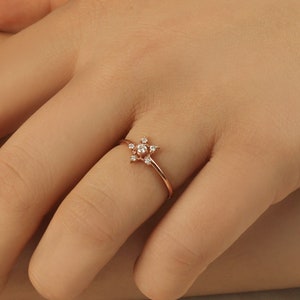 Natürlicher Diamant Stern Ring, 14K Massivgold Stern Ring, Diamant Stern Ring, Minimalist Stern Ring, Astrologie Stern Rosegold Ring, Ringe für Frauen