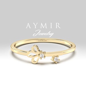 Minimalist Wedding Diamond Ring, Solid Gold Ring, Wedding Band Ring, Unique Diamond Ring, Natural Diamond Ring, Summer Jewelry, Wedding Gift