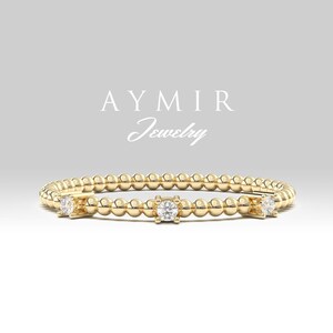 14K Gold and Diamond Bubble Ring, Bubble Ring for Women, Unique Diamond Ball Ring, Tiny Diamond Ring, Genuine Diamond Ring, Best Friend Gift