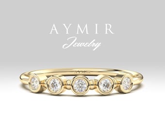 14K Gold Diamant Lünette Ring | Minimalistischer handgemachter Schmuck
