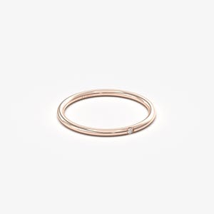 8K Solid Gold Single Diamond Ring, Minimalist Delicate Stackable Band Bild 15