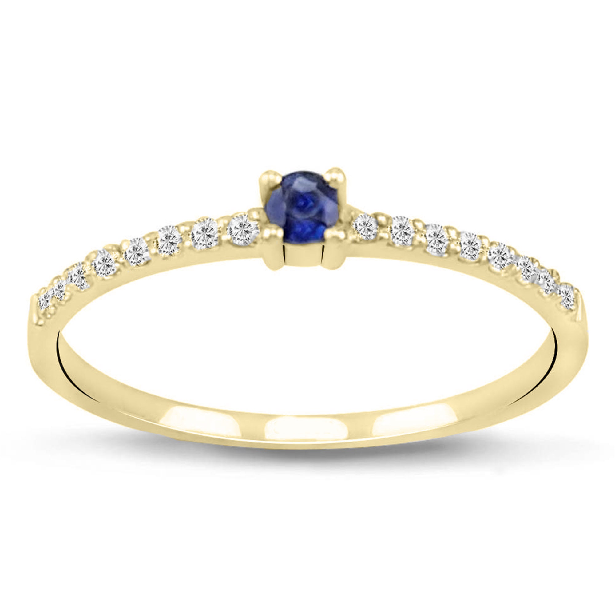 14K Gold Blue Sapphire Ring Minimalist Round Blue Sapphire | Etsy