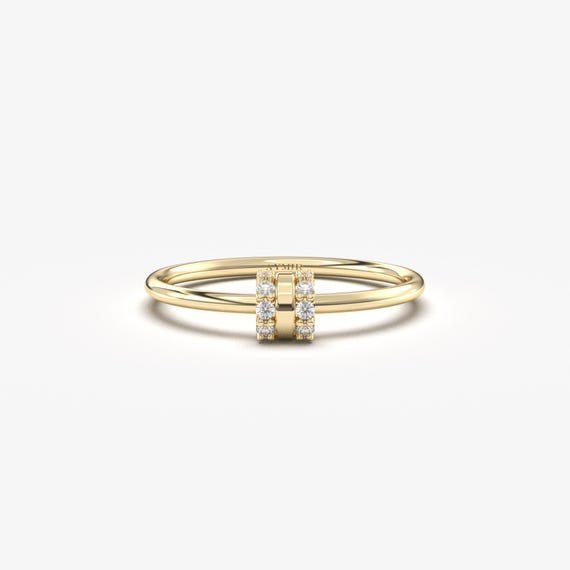 Bague Éternité Empilable En Or Jaune 14k Avec 51 Diamants Noirs - Faite Main, Personnalisable