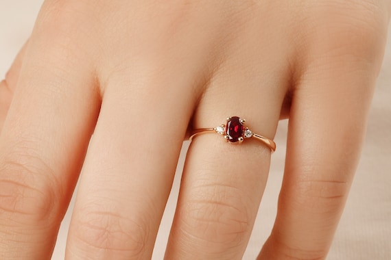 Ruby & Diamond Band Ring 14K White Gold