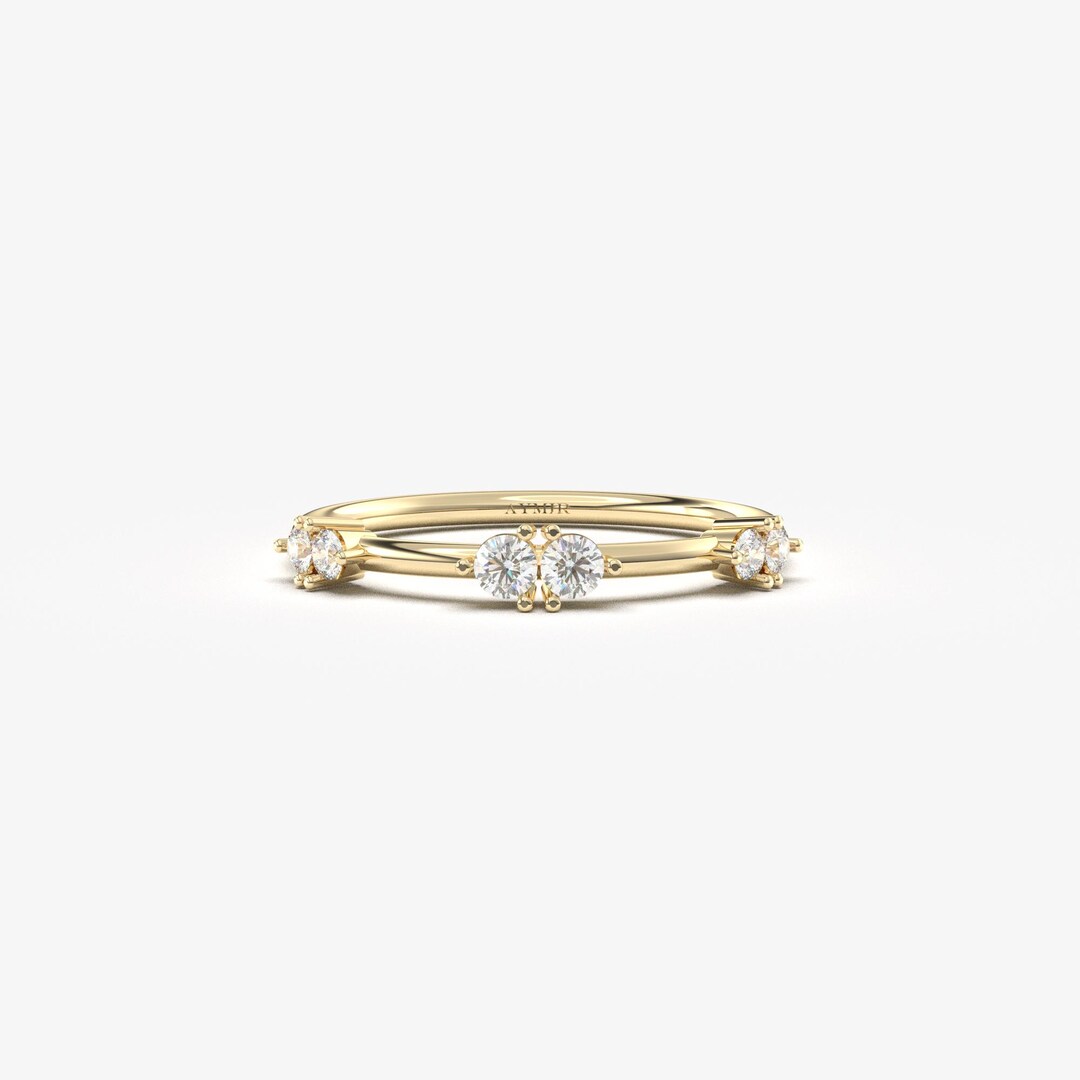 Stacking Ring 14k Gold Diamond Wedding Band: Half Eternity Band ...