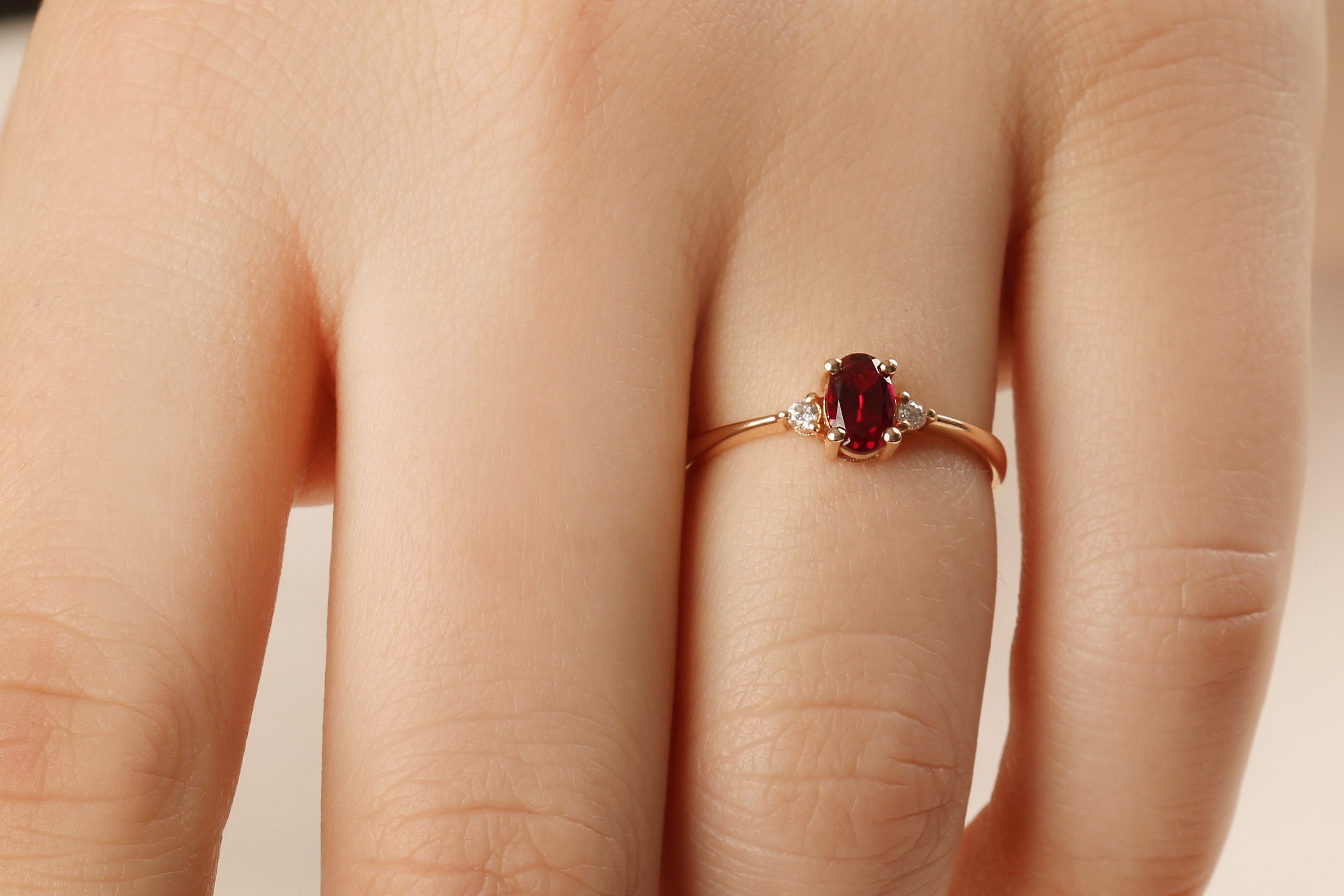 Natural 0.60ct Ruby Diamond Ring / 14K Solid Gold Ruby | Etsy