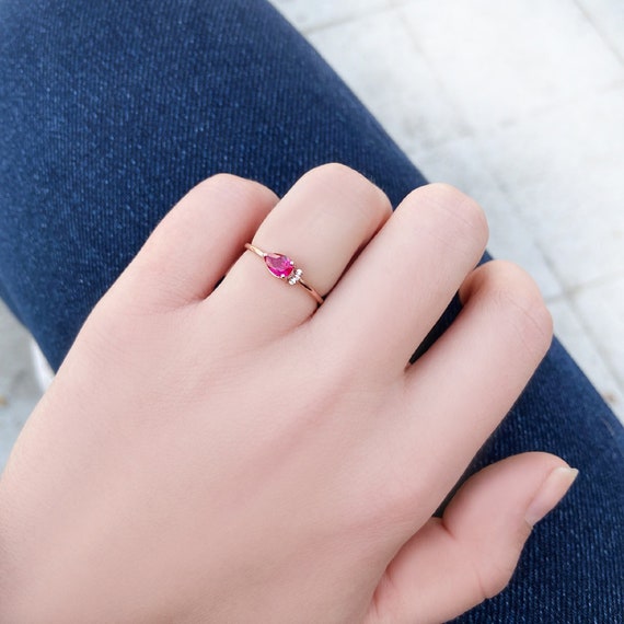Buy Ruby Ring, Emerald Ring, Wedding Ring, July Birthstone, May Birthstone  Ring, Sterling Silver, Gemstone Ring, Pear Cut Gemstone Online in India -  Etsy