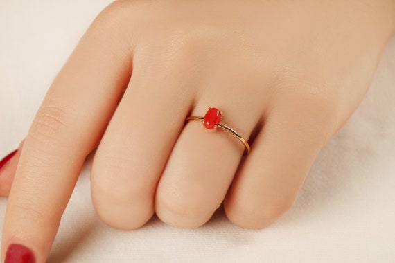 Amazon.com: Rose Carved Natural Genuine Precious Red Coral K18 Gold Ring  (R3) : Handmade Products
